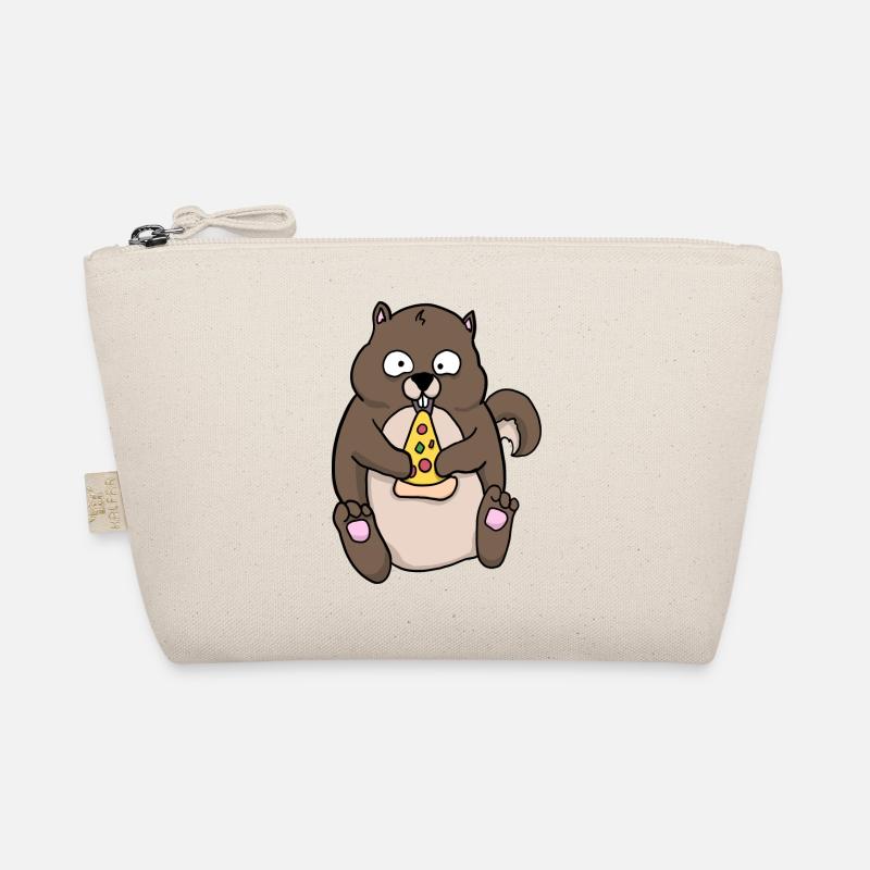 Fat Squirrel Eating Pizza Funny Comic Style Organic Pouch