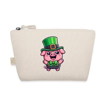 St. Patrick's Day Pig Cartoon - Organic Pouch - nature - Front