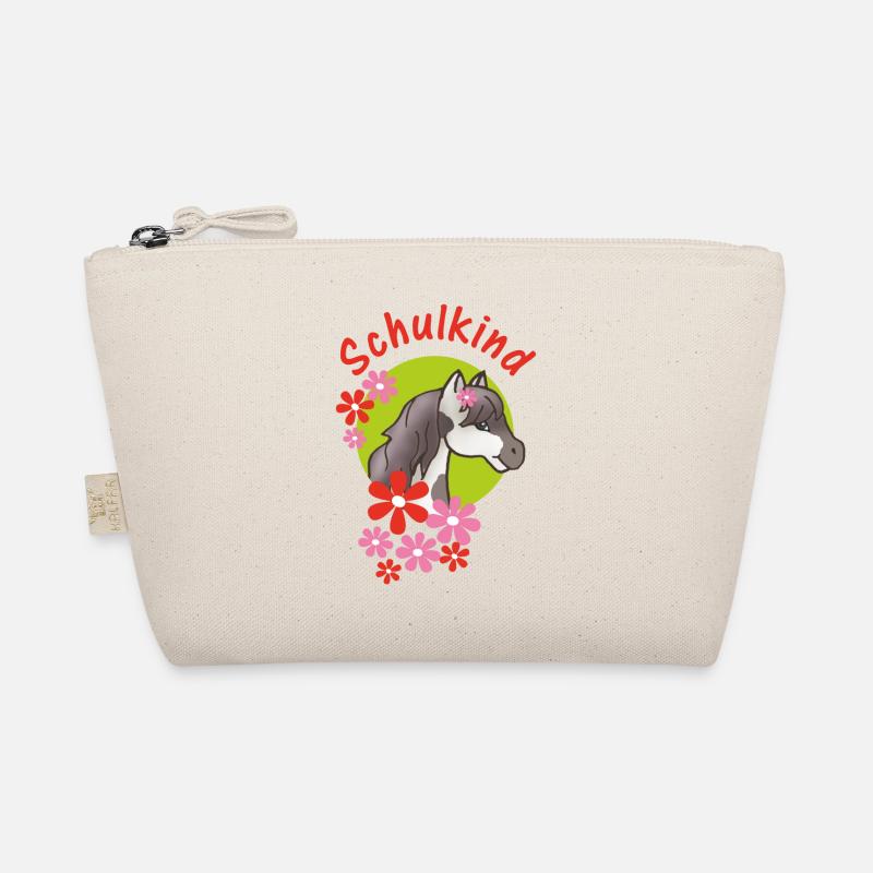 Schoolchild - bangs with small flowers red green Organic Pouch