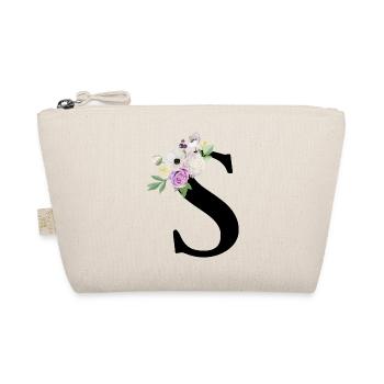Purple Floral Letter S - Organic Pouch - nature - Front