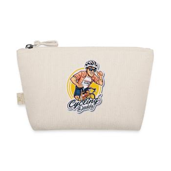 Cycling Daddy Cartoon Sticker - Organic Pouch - nature - Front