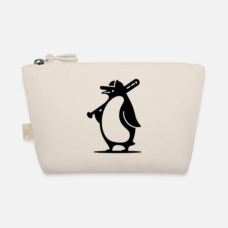 Pinguin Baseballspieler Silhouette Bio-Täschchen