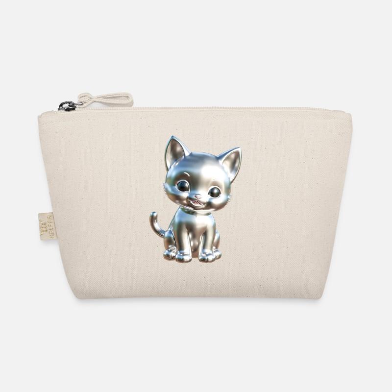 Chrom Katze süß Silber niedlich Bio-Täschchen