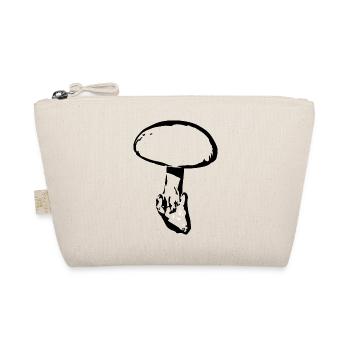 Pilz schwarz, Pilze sammeln Geschenk Mushroom  - Bio-Täschchen - Natur - Vorne