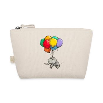 Elephant Floats with Colorful Balloons - Organic Pouch - nature - Front
