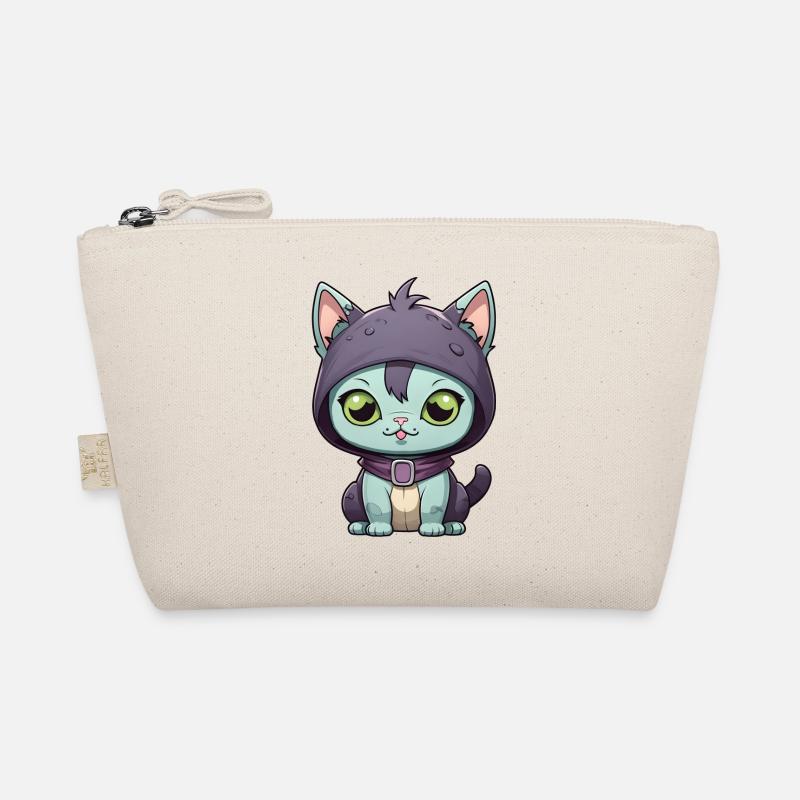 Halloween Monster Katze - Bio-Täschchen - Natur