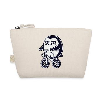 Funny Penguin on Balance Bike Whimsical Bike - Organic Pouch - nature - Front