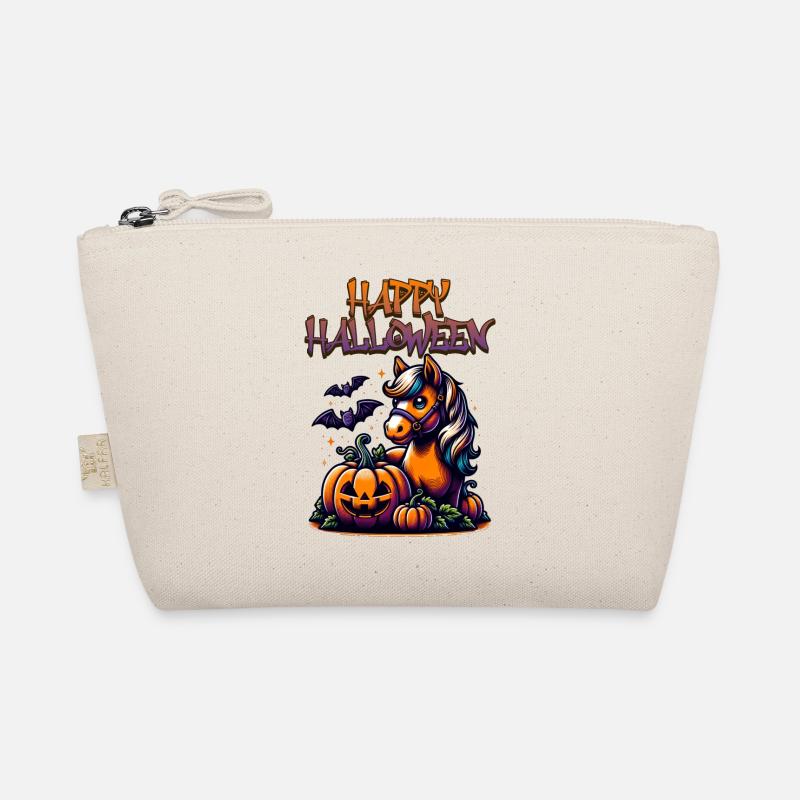 Halloween Horse with Pumpkin and Bat Organic Pouch