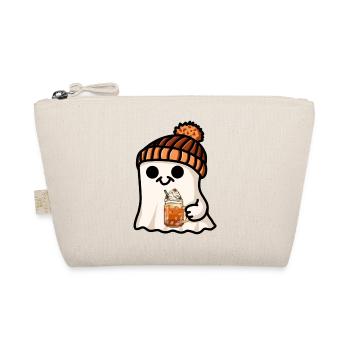Halloween Ghost Hat Pumpkin Tea Coffee Fall Cute - Organic Pouch - nature - Front