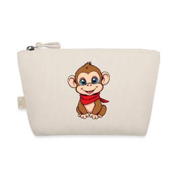 Cute Monkey Red Bandana - Organic Pouch - nature - Front