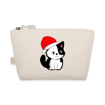Noël - Chat festif avec chapeau de Père Noël - Trousse biologique - nature - Devant