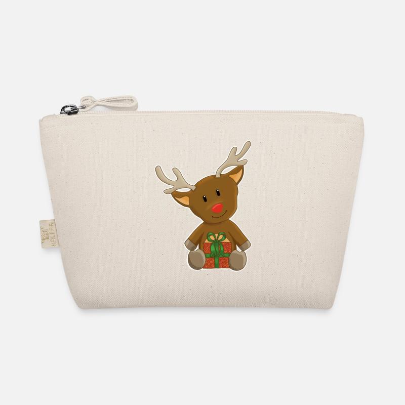 Niedlicher Rentier Weihnachtsmotiv - Bio-Täschchen - Natur
