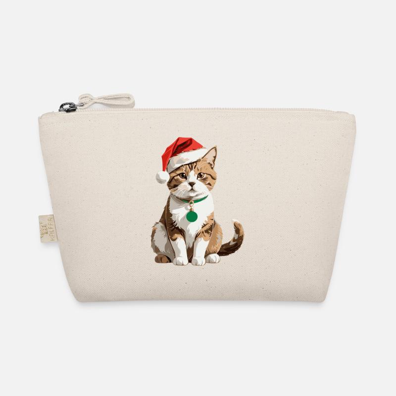 Süße Katze mit Weihnachtsmütze Bio-Täschchen