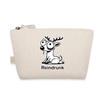 Lustiger betrunkener Hirsch - "Reindrunk" Design - Bio-Täschchen - Natur - Vorne