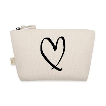 Drawn Heart Valentine's Day Gift - Organic Pouch - nature - Front