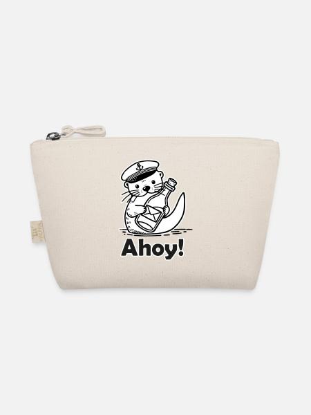 Cute Seaman Otter Holding A Postcard In A Bottle - Organic Pouch - nature - Front