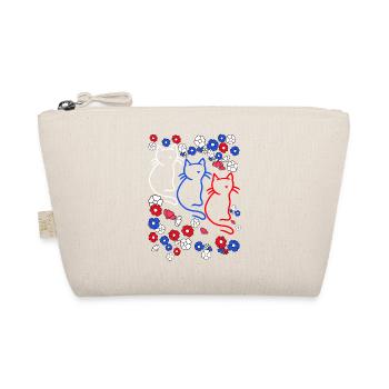 80er 90er Retro Katze Katzen Blumen Blume - Bio-Täschchen - Natur - Vorne