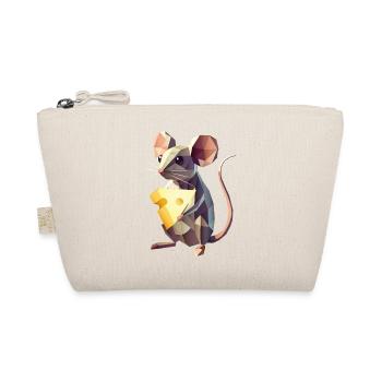 Polygon Mouse with Cheese – Cute Animal Motif - Organic Pouch - nature - Front