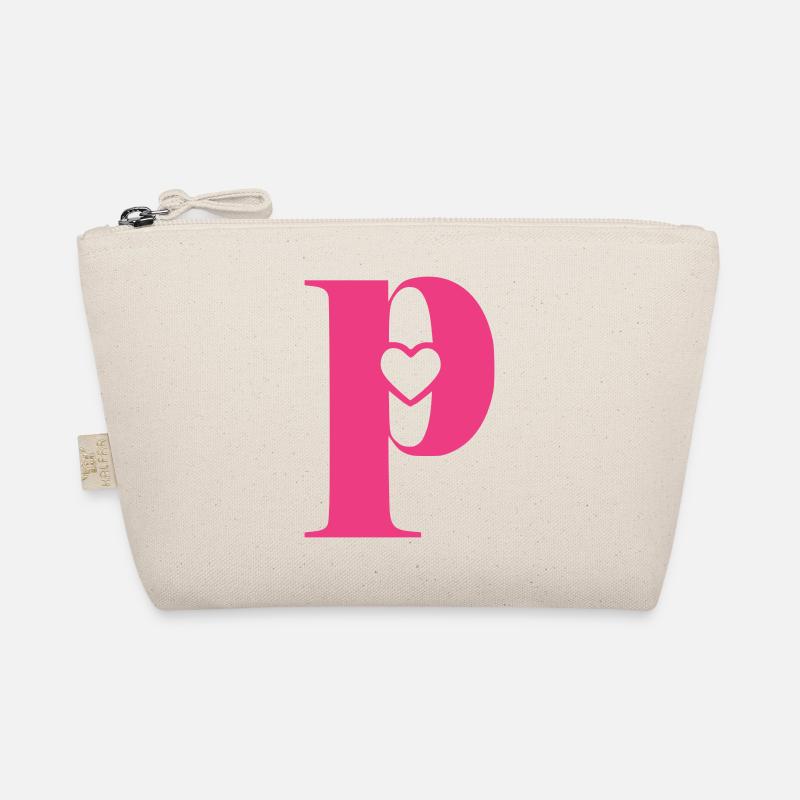 Buchstabe p Anfangsbuchstabe mit Herz Bio-Täschchen