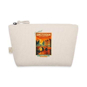 Amsterdam Vintage Travel Illustration - Netherlands - Organic Pouch - nature - Front