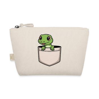 Lustige Eidechse in der Tasche - süßes Reptil Produkt Geschenk - Bio-Täschchen - Natur - Vorne