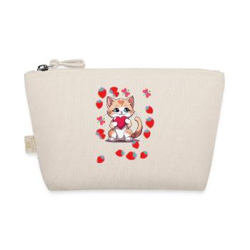 80s Retro Cat Cats Strawberries Strawberry Kids - Organic Pouch - nature - Front