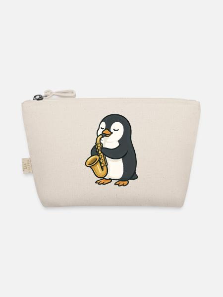 mignon pingouin saxophoniste jazz musique dessin animé - Trousse biologique - nature