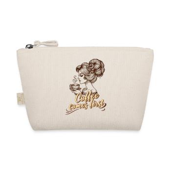 Coffee Comes First – Retro Woman Clipart - Organic Pouch - nature - Front