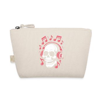 Totenkopf mit Kopfhörern Musik Kunst - Bio-Täschchen - Natur - Vorne