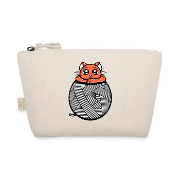 Cat Yarn Yarn Yarn Ball Sewing Knitting Cute - Organic Pouch - nature - Front