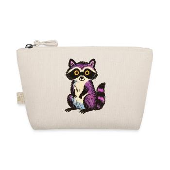 Whimsical Purple Raccoon Cartoon Design - Organic Pouch - nature - Front