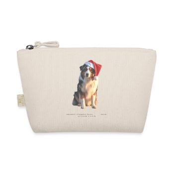Border Collie, chien de Noël portant un chapeau de Père Noël - Trousse biologique - nature - Devant