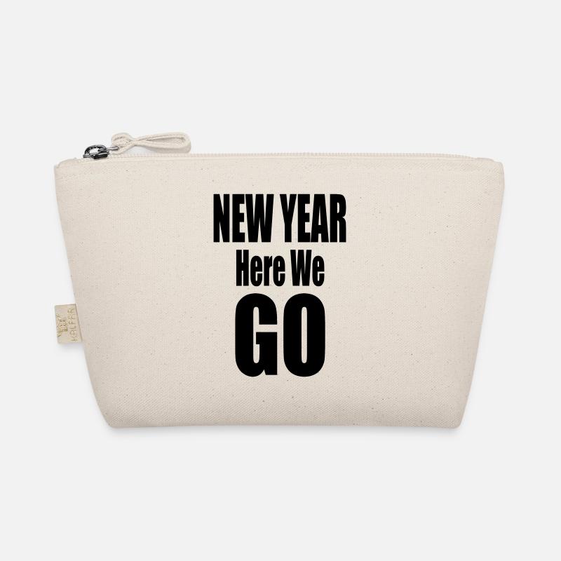 New Year Here We Go Bold Typography Design Bio-Täschchen