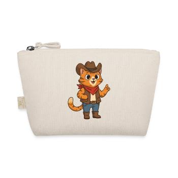 Wild West Cat Cowboy Design - Organic Pouch - nature - Front