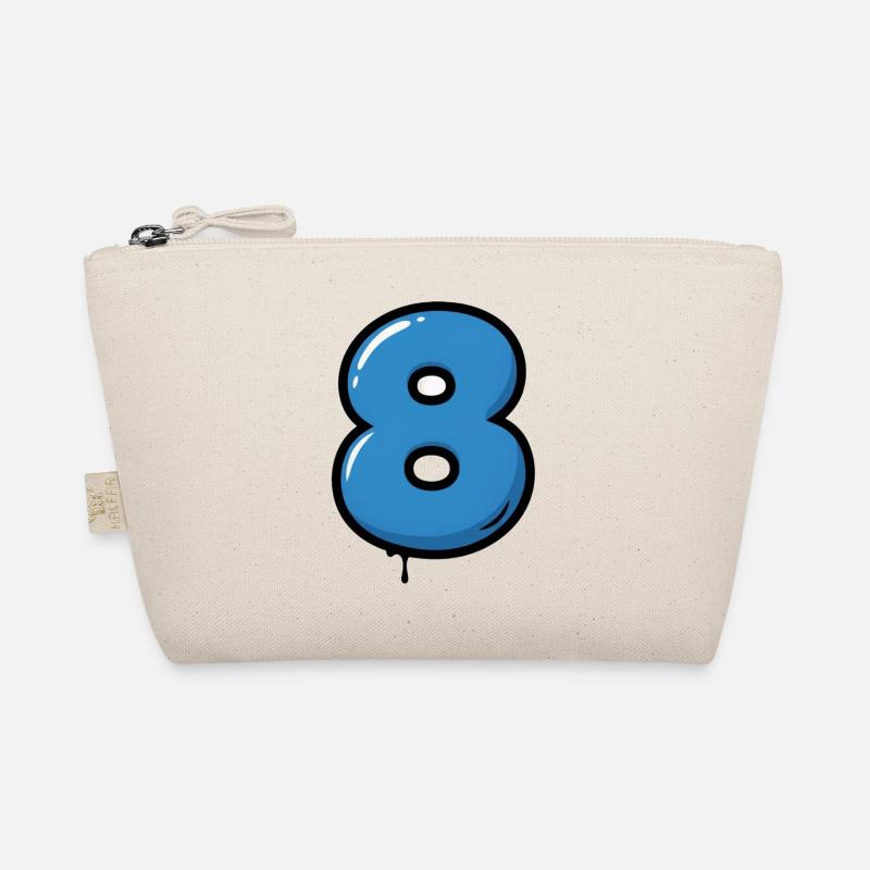 Blue Number 8 Balloon Illustration Organic Pouch