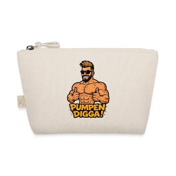 PUMPEN DIGGA Cartoon Bodybuilder - Bio-Täschchen - Natur - Vorne