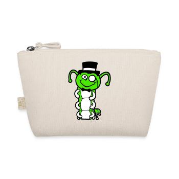 Mr. Caterpillar Top Hat Monocle Bow Tie Gentleman Empire - Organic Pouch - nature - Front