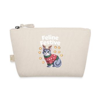 Chat de Noël festif félin avec des bois - Trousse biologique - nature - Devant