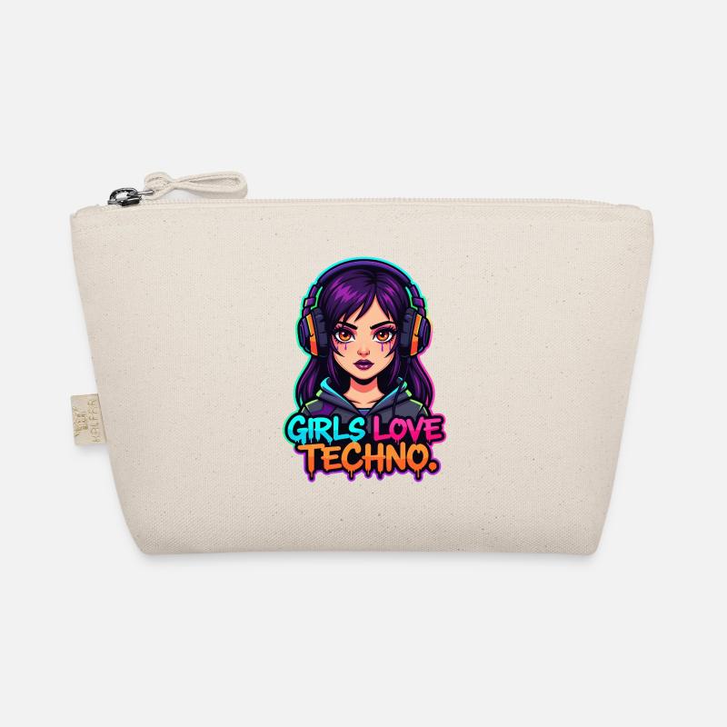 Techno Neon Mädchen Bio-Täschchen