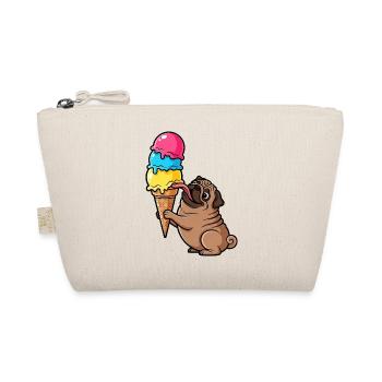 Süßer Mops mit Eis Eiskugel Sommer Cartoon - Organic Pouch - nature - Front
