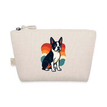 Buntes Boston Terrier Hundemotiv - Bio-Täschchen - Natur - Vorne