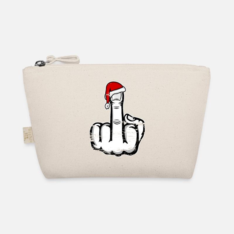 Weihnachten Mittelfinger mit Weihnachtsmütze used Bio-Täschchen
