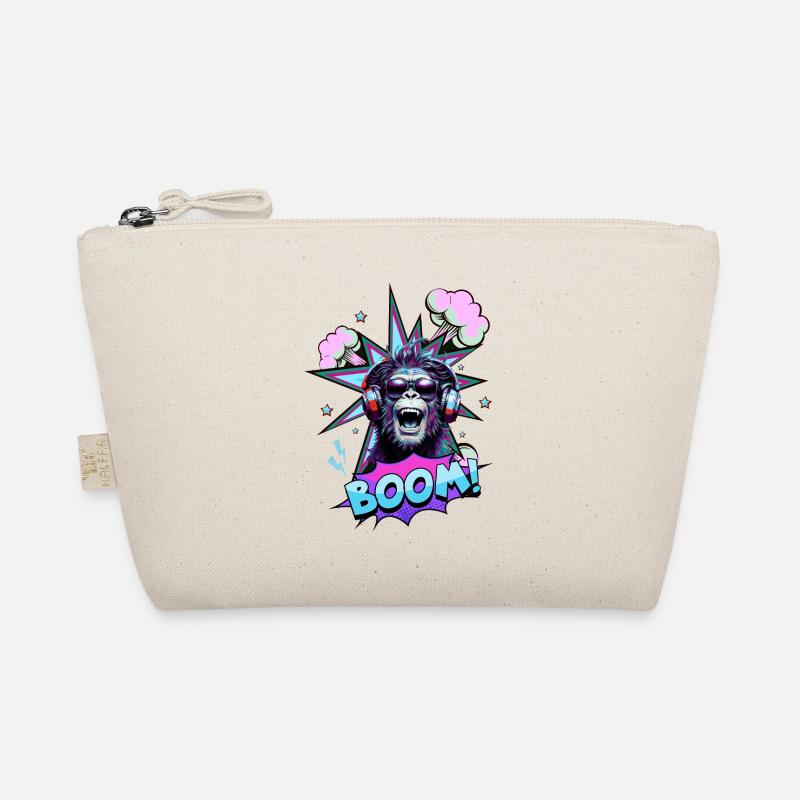 Neon Affe mit Kopfhörern BOOM! - Musik-Design Bio-Täschchen