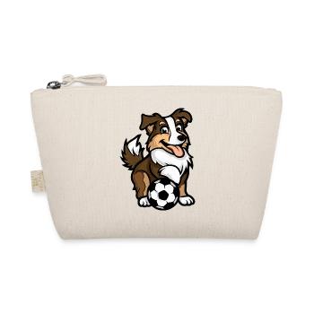 Cheerful dog with soccer ball - Organic Pouch - nature - Front