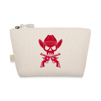 Cowboy Skull and Crossed Guns (Red) - Organic Pouch - nature - Front