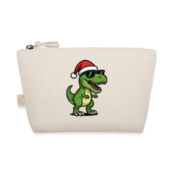 T-Rex Santa with sunglasses - Organic Pouch - nature - Front