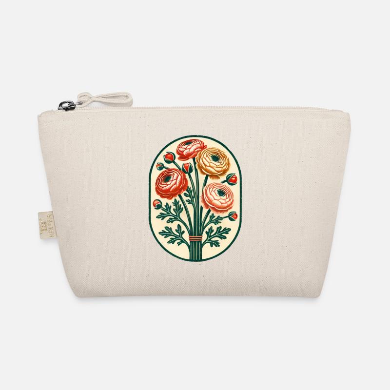 Vintage Ranunculus Bouquet Crest Organic Pouch