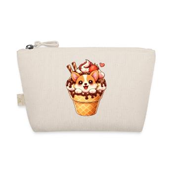 Cute Kawaii Corgi Dessert Cone Cartoon Dog - Organic Pouch - nature - Front