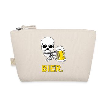 BIER. – Totenkopf & Bierkrug Feierabend Motiv - Bio-Täschchen - Natur - Vorne