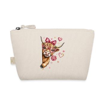 Highland cattle in love with heart glasses and lollipop - Organic Pouch - nature - Front